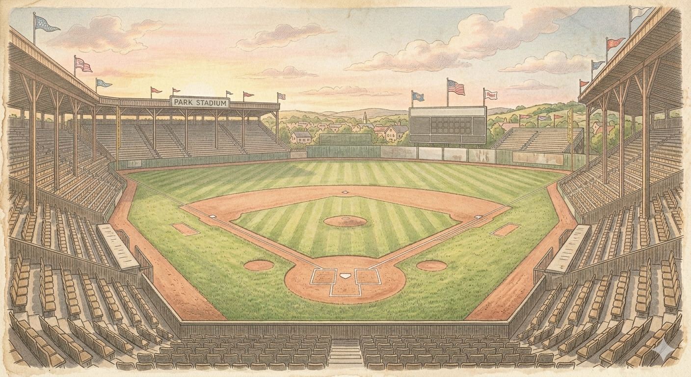 A watercolor of a classic ballpark, The Clubhouse membership