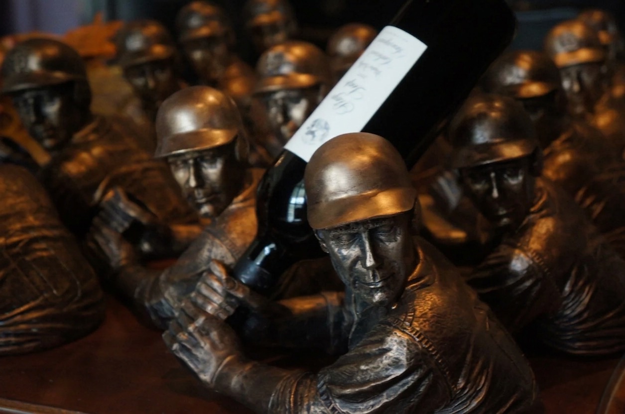 Close-up of the bronze BamVino batter, the original legacy sculpt